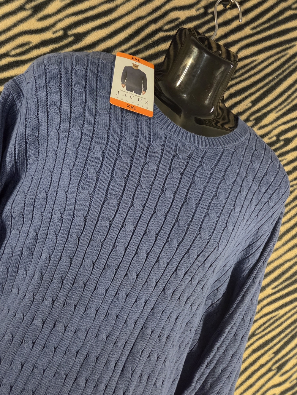 Jachs New York Men's Cashmere Blend Cable Knit Crewneck Sweater XXL